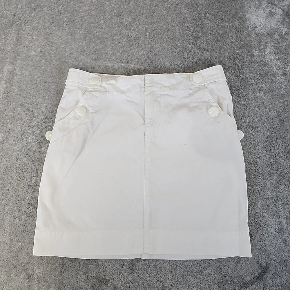 Lilly‎ Pulitzer Skirt Womens 0 White A-Line Pockets Fully Lined Button Accents